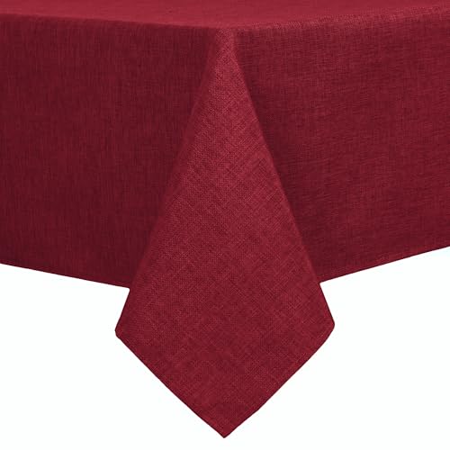 Hiasan Faux Linen Square Tablecloth - Wrinkle and Stain Resistant Washable Table Cloth for Kitchen Dining Room Holiday Table Cover for Dinner, Red, 30 x 30 Inch - color: Red, size: 30" x 30" (Square)
