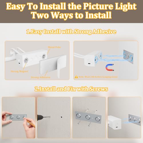 Battery Operated Picture Light for Wall, White - color: White, size: 13.8Inch