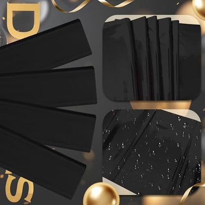 Just Shimmer 2pcs Black Foil Tablecloth 54 * 72inch Birthday Graduation Halloween Party Table Cloths Plastic Waterproof Disposable Table Cover for Halloween Neon Anniversary Party Supplies - color: Black