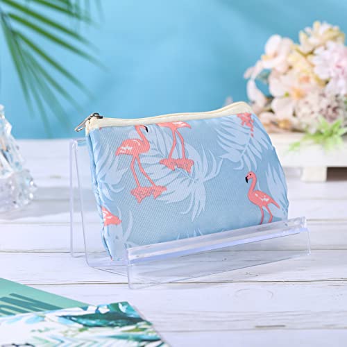 Qunclay 5 Pcs Acrylic Display Holder 5.5 x 3.3 x 3 Inches Clear Purse Stand Phone Stand Glasses Holder Card Organizer for Clutches Wallet Bag Cosmetic Store Business Display