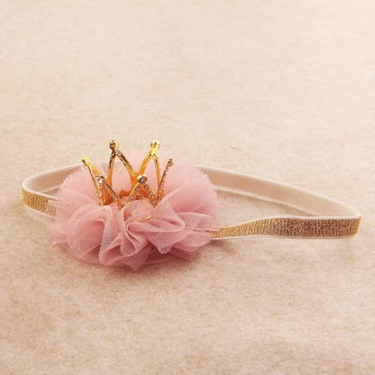 Nishine 1.3"x1.3" Mini Baby Girl Tulle Crown Headband Toddler Princess Crown Tiaras Birthday Photography (Gold, Elastic) - color: Gold