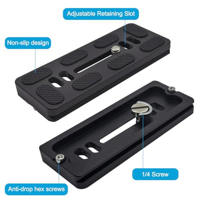 PU-100 100mm Quick Release Plate, Universal Camera QR Plate with D-Ring Screw for DSLR Camera Tripod Ballhead, Quick Shoe Plates Compatible with Arca Swiss Standard Clamp - size: 100 MM*40 MM