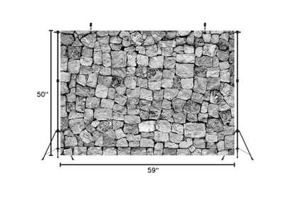 BELECO 5x4ft Fabric Brick Stone Wall Backdrop Dark Gray Rock Stones Texture Background Medieval Castle Party Decorations Banner Knight Party Supplies Photoshoot Props - size: 5x4FT