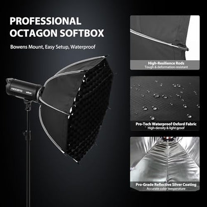 23.6"/60cm Bowens Mount Softbox - Professional Photography Soft Box with Honeycomb Grid, Light Diffusers, Carrying Bag for 120D 600D 300X RC 120D/120B RC 220B MS60B MS60C MS150B S101-300W/400W Pro - size: 23.6"/60cm Softbox