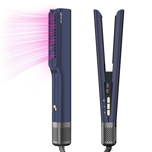 IG INGLAM Air Straight, Style from Wet Hair, 200M Ionic Hair Dryer Straightener for Medium Long Length(14”-30”), Straightener and Dryer 2 in 1, Fast Drying and Straightening in One Step, Dark Blue - color: Prussian Blue