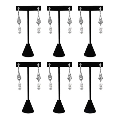 Ikee Design 6 Pcs Set Premium T- Shape Style Earring Display Stand, Earring Stand Jewelry Display for Showroom, Tradeshow, and Showcase, 2 1/2 W x 5 1/2 H in, Black Velvet - color: Black Velvet, 5.5" High