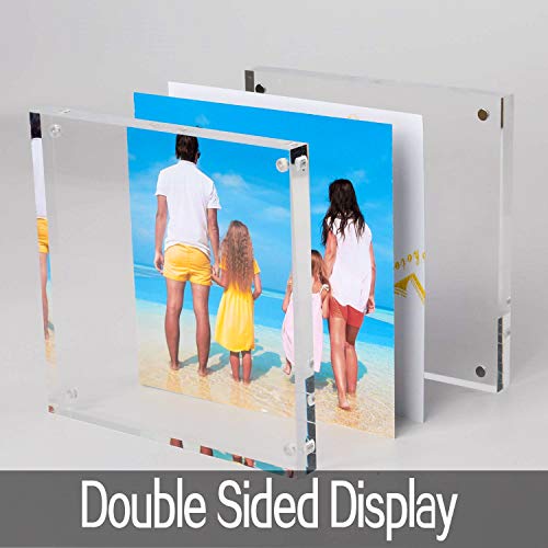 Meetu Acrylic 5x5 Picture Frame 5 Pack Clear Two Sided Desk Photo Frame Magnetic Frame Inner Size 4x4 with Gift Pack for Display Family Pictures Baby Photos Friends Pictures Pet Dog Picture - size: 5x5"(5 Pack)
