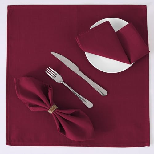 H.VERSAILTEX Cloth Napkins Set of 12 (18" X 18") Linen Textured Dinner Napkins Waterproof Soft Thick Durable Reusable Napkins with Hemmed Edges for Dinners, Weddings and Everyday Use, Christmas Red - color: Christmas Red, size: 18" x 18" (Square)