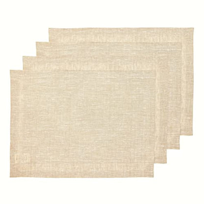 Solino Home Linen Cloth Placemats Set of 4-100% Pure Linen Champagne Beige Placemats 14 x 19 Inch for Spring, Summer - Athena - color: 02: Champagne Beige, size: 14" X 19" (Set of 4)