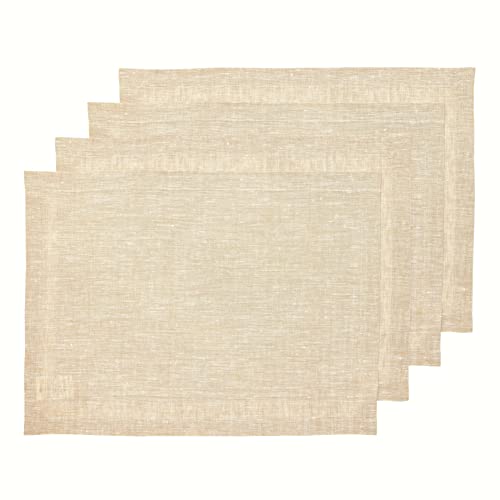 Solino Home Linen Cloth Placemats Set of 4-100% Pure Linen Champagne Beige Placemats 14 x 19 Inch for Spring, Summer - Athena - color: 02: Champagne Beige, size: 14" X 19" (Set of 4)