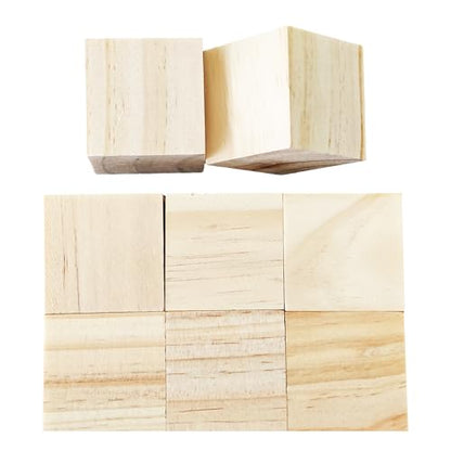 8Pcs 2inch Unfinished Natural Wooden Cubes, Square Craft Wood Blocks for DIY Projects, Blank Wood Squares for Art, Building, Personalized Crafts, Wedding Decor, and Creative Displays - size: 5cm