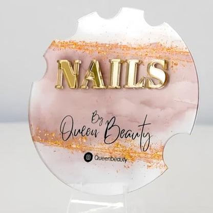 Personalized 3D Nailfie Disk, Custom Nail Photo Prop with Branding Disk, Acrylic Nailfie Disc for Salon Display and Social Media, Nail Tech Photo Prop Social Media Tool