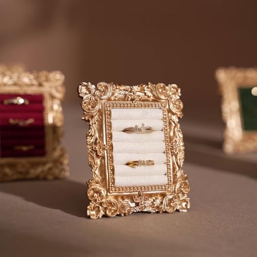 shiguangji Gold Ring Organizer Vintage Jewelry Display Frame Diamond Holder Photography Prop Wedding Decor Engagement Gift For Her Daughter Birthday，Mother Day Gift