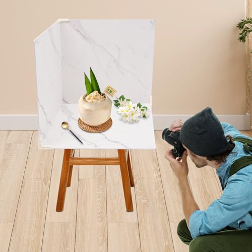 3PCS Double Sided Photography Backdrop Boards, 24x24 Inch Photo Backdrops for Food Jewelry Shooting, Marble & White Texture Photo Backdrop Board Flat Lay Surface