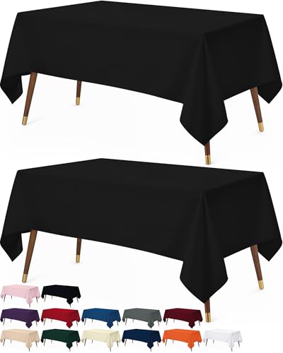 Utopia Kitchen Rectangle Table Cloth 2 Pack(60x102 Inches, Black), Tablecloth Machine Washable, Polyester Table Cover for Dining, Buffet Parties, Picnics, Events, Weddings and Restaurants - color: Black, size: 2 Pack 60x102 Inch Tablecloth