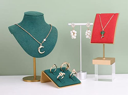 Velvet necklace stand display, small necklace holder, jewelry mannequin stands and displays【Green-Height 7.48 inch】 - color: Green, size: Small