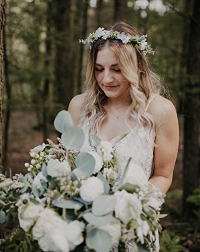 Vividsun Bridal Green Leaf Crown Bohemian Headpiece Floral Headband Photo Prop (white flower) - color: white flower