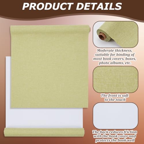 CRASPIRE 51x11.8 Inch Green Grassy Book Cloth Paper Backed for Book Cover Binding Weave Linen Fabric Surface Protector Book Binding Cloth for Adult Scrapbooking Album DIY Crafts - color: Green Grass