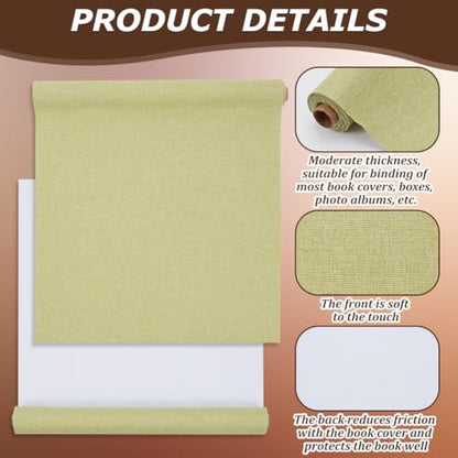 CRASPIRE 51x11.8 Inch Green Grassy Book Cloth Paper Backed for Book Cover Binding Weave Linen Fabric Surface Protector Book Binding Cloth for Adult Scrapbooking Album DIY Crafts - color: Green Grass