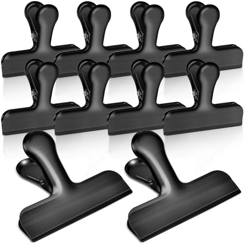 Bag Clips, 10 Pack Stainless Steel Chip Clip for Food, Large Clip Heavy Duty Snack Clamp for Office Kitchen Home Clips, Clamps & Rings, Black - color: Black, size: Large-10p