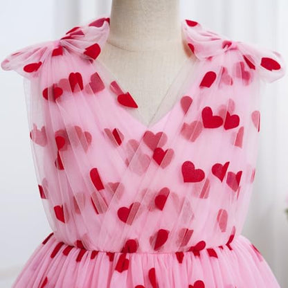 IMEKIS Toddler Kids Girls Butterfly Dress Sparkle Sequins Tulle Wedding Formal Birthday Dresses 2-10T - color: Pink Heart, size: 2-3T