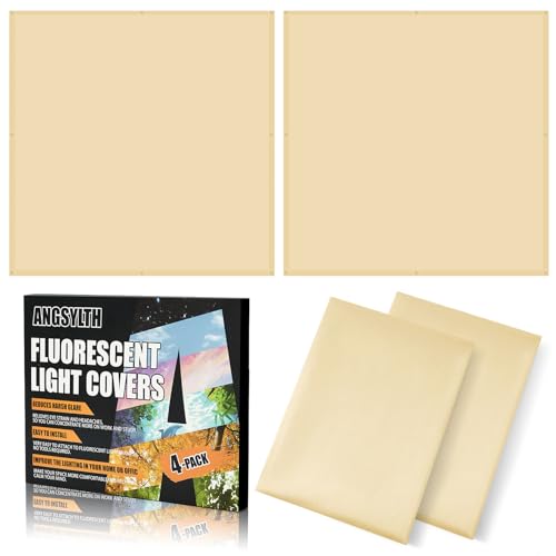 ANGSYLTH 2 x 2 Feet Fluorescent Light Covers - 4 Pcs Covers for Ceiling Lights, Magnetic Light Filters for Classroom, Office, Hospitals, Home (Warm Yellow) - color: Warm Yellow