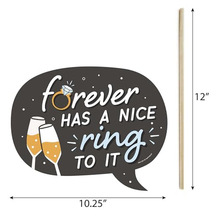 Photo Booth Props Kit for Engagement Party - 10-Piece Speech Bubble and Arrow Set, Premium Cardstock Photo Props with Assembly Sticks - Black - color: Just Engaged - Black