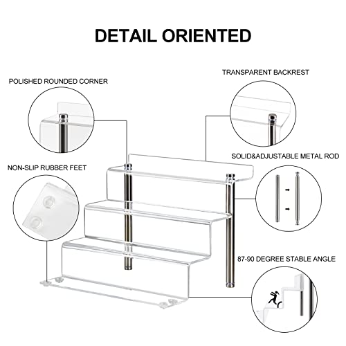 9 x 6 in Acrylic Display Risers Shelf for Pops Figures, 4 Tier Perfume Organizer Stand, Dessert Shelves for Party, Clear Display stand for Decoration and Organizer