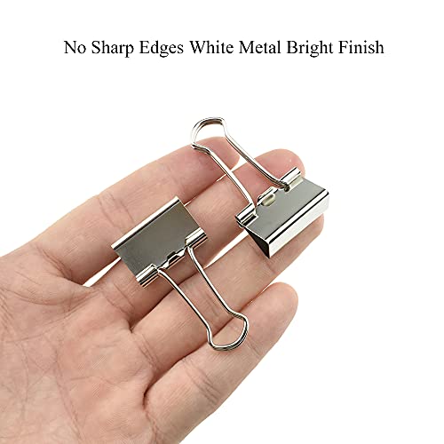 HAHIYO Binder Clips Paper Clamps Spring Steel Sturdy 0.98 inches Width 0.31 Inch Capacity No Sharp Edges Heavy Duty Tight Grip Reusable Silver Metal Bright Finish for Home Office School 25 Pack - size: Silver0.98in-25P