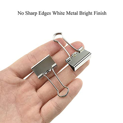HAHIYO Binder Clips Paper Clamps Spring Steel Sturdy 0.98 inches Width 0.31 Inch Capacity No Sharp Edges Heavy Duty Tight Grip Reusable Silver Metal Bright Finish for Home Office School 25 Pack - size: Silver0.98in-25P