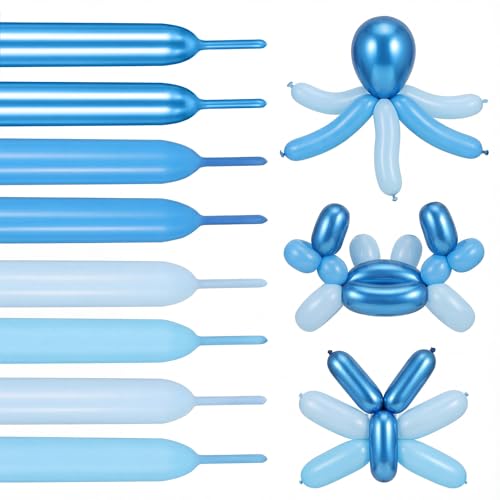 100 Pcs Long Twisting Balloons, Metallic Blue Pearl Blue Long Balloons for Animal Party Decorations, Birthday Graduation New Years Wedding Engagement Party Decoration - color: Metallic Blue