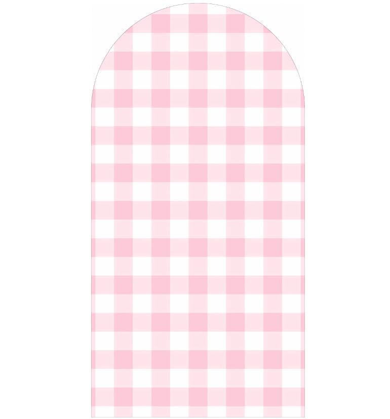 7.2FT Pink Plaid Arch Backdrop Cover Chiara for Girls Birthday Strawberry Theme Party Baby Shower Decoration(7.2x4ft,No Frame No Zipper) - size: 4x7.2ft