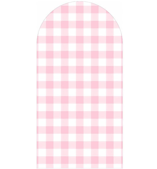 7.2FT Pink Plaid Arch Backdrop Cover Chiara for Girls Birthday Strawberry Theme Party Baby Shower Decoration(7.2x4ft,No Frame No Zipper) - size: 4x7.2ft