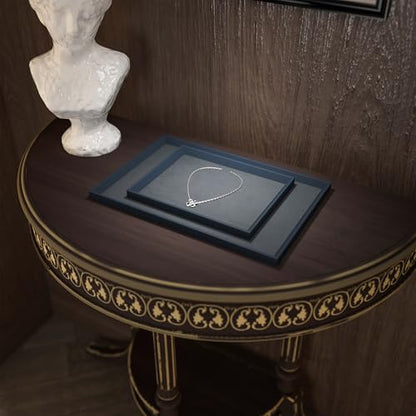 Oirlv Premium Leather Flat Jewelry Tray Jewelry Display Organizer Valet Tray for Nightstand or Dresser Organizer(Medium) - size: Medium