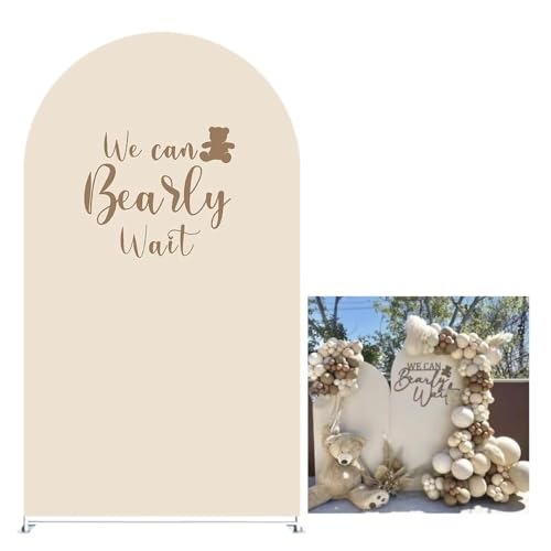 Beige Arch Backdrop Covers We Can Bearly Wait Theme Arch Stand Fabric Cover for Birthday Baby Shower Cake Table Supplies Decoration (2.6x6FT) - color: Kp-gx-2350, size: 2.6ftx6ft (Only Cover)