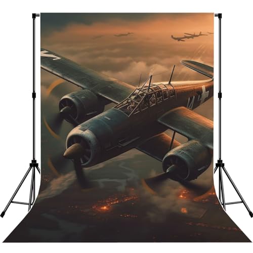 World War Aircraft Backdrop Background for Photography 5x7ft Photobooth Professional Photo Backdrop Curtains Video Photography Studio Photo Backgrounds Banner Booth Background Screen Parties - color: World War Aircraft