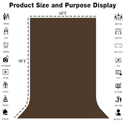 Background 6x9FT Brown Screen Backdrops for Photography,High Density, Wrinkle Resistant, Photo Video Studio Props - color: Brown, size: 6X9ft