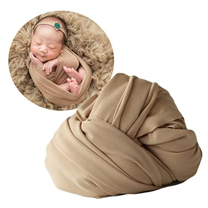 Zeroest Newborn Photography Stretch Wrap Boy Girl Baby Wraps Photography Props - Stretch Blanket for Baby (Tan) - color: Tan