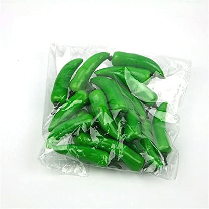 20Pcs Mini Fake Lemon Strawberry Oranges Fruit,Plastic Foam Vegetables Fruit as Home Party Ornament Craft Photography Props Gift 3-6CM(Green Pepper) - size: Green pepper