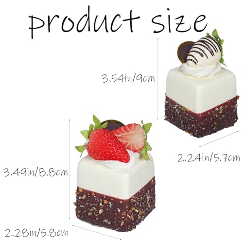 4 Pcs Realistic Artificial Cake Mixed Fake Model - Chocolate Fruit Cupcake for Photography Props, Home Kitchen Party Decorations