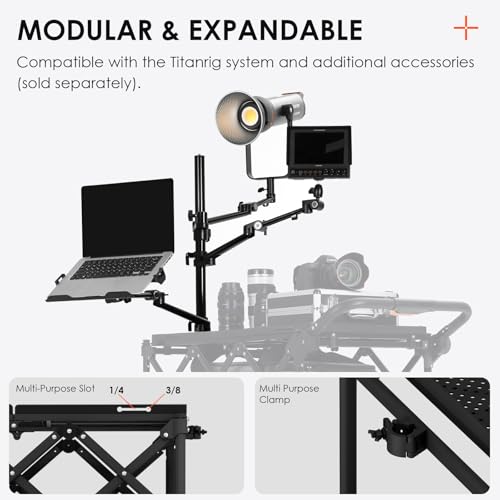 TARION Video Production Camera Cart - Heavy Duty 440lb Load Capacity Cine Dolly - Foldable 3 Tray Mobile Workstation - 9 Inch Swivel Wheels - Titanrig Cart - style: Titanrig Cart - Basic