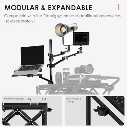 TARION Video Production Camera Cart - Heavy Duty 440lb Load Capacity Cine Dolly - Foldable 3 Tray Mobile Workstation - 9 Inch Swivel Wheels - Titanrig Cart - style: Titanrig Cart - Basic