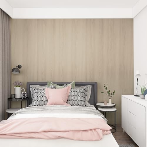 Boobest 31.5"x590" Large Size Wood Contact Paper Beige Light Wood Wallpaper Peel and Stick Wood Vinyl Wallpaper for Bedroom Walls Living Room Waterproof Removable Contact Paper Wood Grain Vinyl Wrap - size: 31.5" x 590"