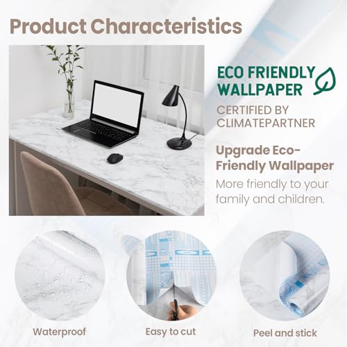 practicalWs White/Gray Marble Contact Paper 17.7 inch x 78.7 inch, Marble Peel and Stick Wallpaper with Tools, Self Adhesive Vinyl Film Contact Paper for Countertops - color: Gray/White-tool, size: 17.7" x 78.7"