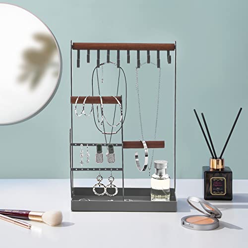ProCase Cute Jewelry Stand, Aesthetic Jewelry Organizer for Dresser Vanity, Jewelry Holder Display for Necklaces Earrings, Gifts for Teen Girls Women, Bedroom Dorm Decor -Medium, Grey - color: Grey, size: 12.6" Height