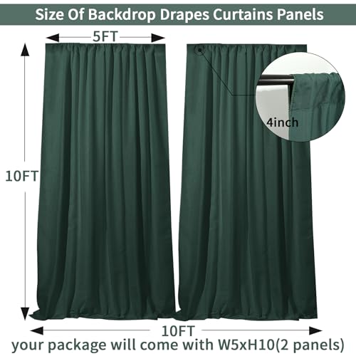 Gallety 10FT x 10F Blackish Green Backdrop Curtain for Party, Polyester Wedding Backdrop Drapes,Photo Background Curtain for Natural Themed Banquets,Photography,Graduation Decor - color: Blackish Green, size: W5' x H10'(2 panels)
