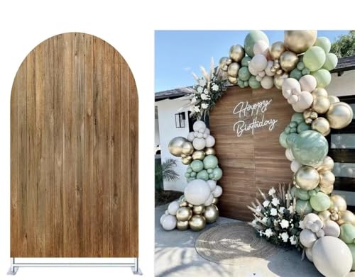FiVan Arch Covers Stretchy Backdrop for Birthday Baby Shower Party Decoration 2.6x6ft Wood Plank Pattern Baptism Background Props - color: NO-406, size: 2.6x6ft(78x180cm)