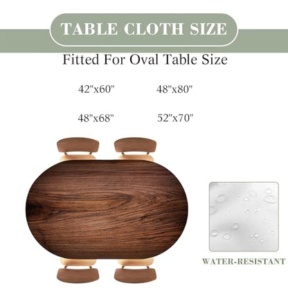 Dark Wood Grain Texture Background Oval Table Cloth Cover Fitted Tablecloth with Elastic Edge Tablecloths Washable Cloths for Parties, Restaurants, Fits 52"x70" Oval TablesStyle 41 - color: Wood Texture -10, size: 70" x 52" (Oval)