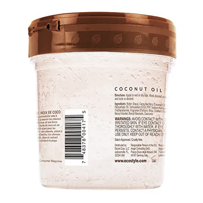 Eco Style Coconut Oil Styling Gel - Adds Luster and Moisturizes Hair - Weightless Styling & Superior Hold - Prevents Breakage and Split Ends - Promotes Scalp Health - Ideal for all Hair (Pack of 2) - size: 8 Ounce (Pack of 2)