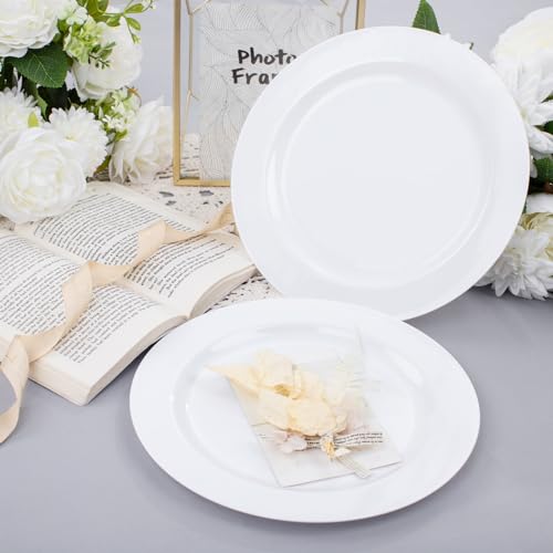 bUCLA 30PCS White Plastic Dinner Plates Disposable - Premium 10.25inch White Weddings and Party Dinner Plates - color: 10.25Inch-30pcs-White